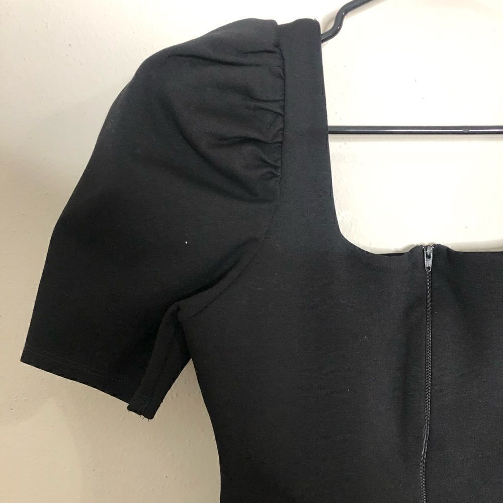 Puff Sleeve Square Neck Bodycon Mini Dress - Picture 9 of 11